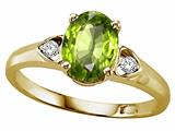 Tommaso Design™ Oval Genuine Peridot and Diamond Ring