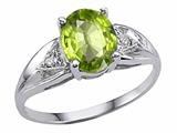 Tommaso Design™ 9x7mm Oval Genuine Peridot and Diamond Ring