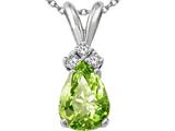 Tommaso Design™ Pear Shape Genuine Peridot and Diamond Pendant