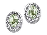 Tommaso Design™ Oval Genuine Green Amethyst Earrings