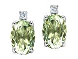 Tommaso Design™ Oval Genuine Green Amethyst Earrings