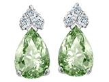 Tommaso Design™ Genuine Green Amethyst and Diamond Earrings