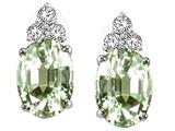 Tommaso Design™ Oval Genuine Green Amethyst and Diamond Earrings