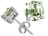 Tommaso Design™ Round Genuine Green Amethyst Earring Studs