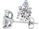 Tommaso Design™ Round Genuine White Topaz and Diamond Earring Studs