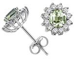 Tommaso Design™ Round Genuine Green Amethyst Earrings