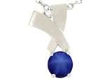 Tommaso Design™ Round Created Star Sapphire and Genuine Diamond Pendant