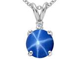 Tommaso Design™ Created Star Sapphire And Genuine Diamond Pendant