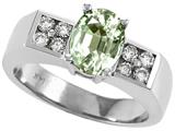 Tommaso Design™ Oval 8x6mm Genuine Green Amethyst and Diamond Ring