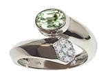 Tommaso Design™ Oval 7x5mm Genuine Green Amethyst and Diamond Ring