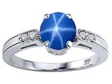 Tommaso Design™ Created Star Sapphire and Genuine Diamond Engagement Ring