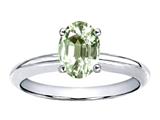 Tommaso Design™ Oval 8x6mm Genuine Green Amethyst Engagement Ring
