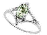 Tommaso Design™ Oval 6x4mm Genuine Green Amethyst and Diamond Ring