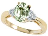 Tommaso Design™ Oval 8x6mm Genuine Green Amethyst and Diamond Ring