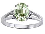 Tommaso Design™ Oval 8x6mm Genuine Green Amethyst and Diamond Ring