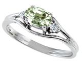 Tommaso Design™ Oval 6x4mm Genuine Green Amethyst and Diamond Ring