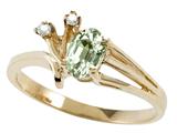 Tommaso Design™ Oval 6x4mm Genuine Green Amethyst and Diamond Ring