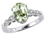 Tommaso Design™ Oval 9x7mm Genuine Green Amethyst and Diamond Ring