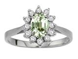 Tommaso Design™ Oval 7x5mm Genuine Green Amethyst and Diamond Ring