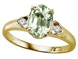 Tommaso Design™ Oval 8x6mm Genuine Green Amethyst and Diamond Ring