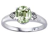 Tommaso Design™ Round 7mm Genuine Green Amethyst and Diamond Ring