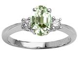 Tommaso Design™ Oval 9x7mm Genuine Green Amethyst and Diamond Engagement Ring