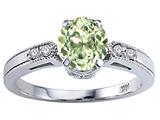 Tommaso Design™ Round 7mm Genuine Green Amethyst and Diamond Engagement Ring