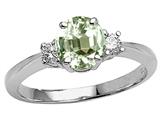 Tommaso Design™ Round 7mm Genuine Green Amethyst and Diamond Engagement Ring