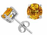 Tommaso Design™ Large GENUINE Grade 6.5mm Yellow Sapphire Earring Studs