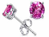 Tommaso Design™ Round 6mm Created Pink Sapphire Earring Stud