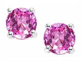 Tommaso Design™ Round 7mm Created Pink Sapphire Earring Stud