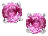 Tommaso Design™ Round 7mm Simulated Pink Topaz Earrings Studs