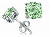 Tommaso Design™ Round 7mm Genuine Green Amethyst Earring Studs