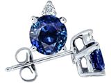 Tommaso Design™ Round 5.5mm Genuine Sapphire and Diamond Stud Earrings