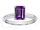Tommaso Design™ Genuine Amethyst Emerald Cut 8x6mm Engagement Ring