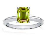 Tommaso Design™ Genuine Peridot Emerald Cut 8x6mm Engagement Ring