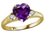 Tommaso Design™ Heart Shape Genuine Amethyst and Diamond Ring
