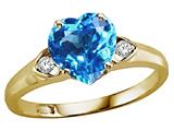 Tommaso Design™ Heart Shape 8mm Genuine Blue Topaz and Diamond Ring