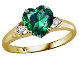 Tommaso Design™ Heart Shape 8mm Simulated Emerald And Genuine Diamond Ring