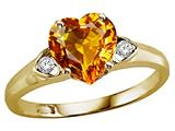 Tommaso Design™ Heart Shape 8mm Genuine Citrine and Diamond Ring