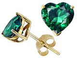 Tommaso Design™ Heart Shape 6mm Simulated Emerald Earring Studs