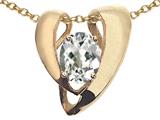 Tommaso Design™ Oval 9x7mm Genuine White Topaz Heart Shaped Pendant Enhancer with large opening for Omega Chain