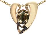 Tommaso Design™ Oval 9x7mm Genuine Smoky Quartz Heart Shaped Pendant Enhancer with large opening for Omega Chain