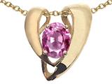Tommaso Design™ Oval 9x7mm Created Pink Sapphire Heart Shaped Pendant Enhancer with large opening for Omega Chain