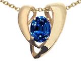 Tommaso Design™ Oval 9x7mm Created Sapphire Heart Shaped Pendant Enhancer with large opening for Omega Chain