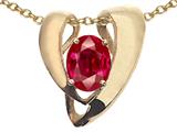 Tommaso Design™ Created Ruby Oval 9x7mm Heart Shape Pendant Enhancer with large opening for Omega Chain