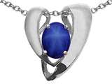 Tommaso Design™ Oval 9x7mm Created Star Sapphire Heart Shaped Pendant Enhancer with large opening for Omega Chain