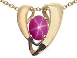 Tommaso Design™ Oval 9x7mm Created Star Ruby Heart Shaped Pendant Enhancer with large opening for Omega Chain