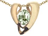 Tommaso Design™ Oval 9x7mm Genuine Green Amethyst Heart Shaped Pendant Enhancer with large opening for Omega Chain