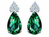 Tommaso Design™ Pear Shape 8x6mm Simulated Emerald And Genuine Diamond Earrings